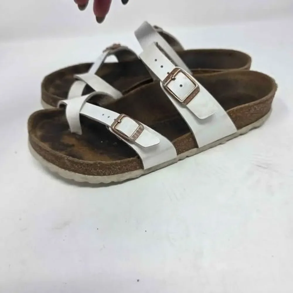 Birkenstock Mayari White Birko-Flor Sandals Women’s Size 38